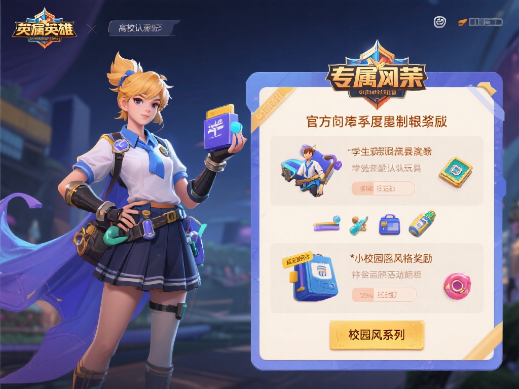 专属皮肤与道具奖励
高校认证玩家通常可